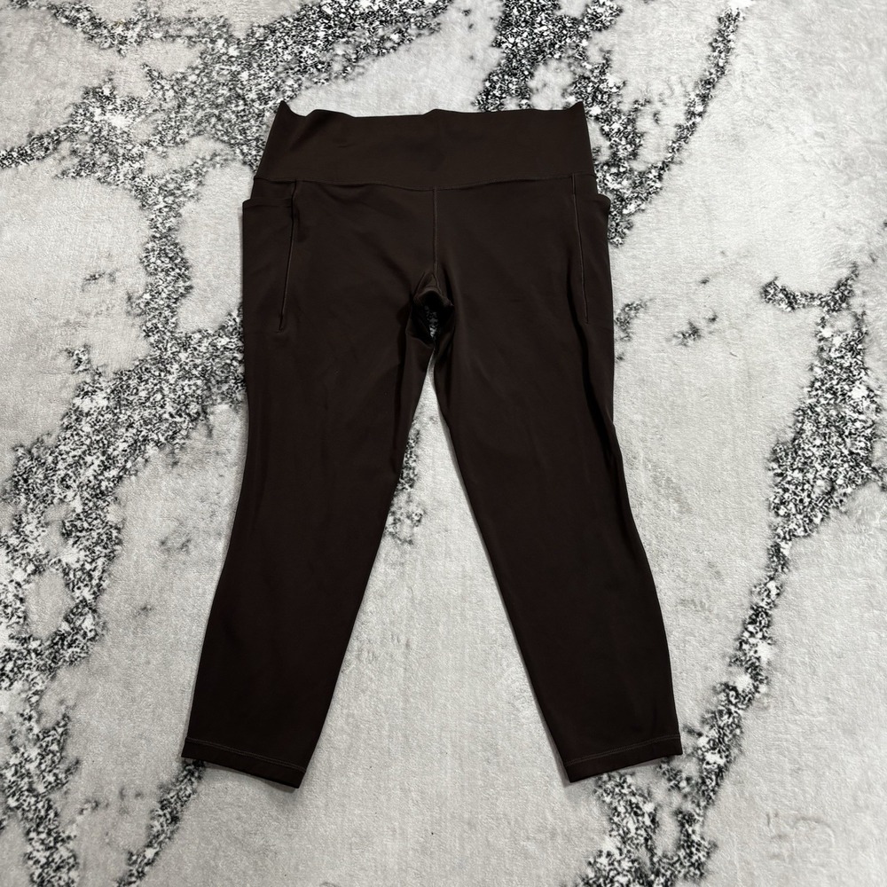 Athleta Salutation Stash 7/8 Pocket Leggings Brown Womens Size XL Pull On